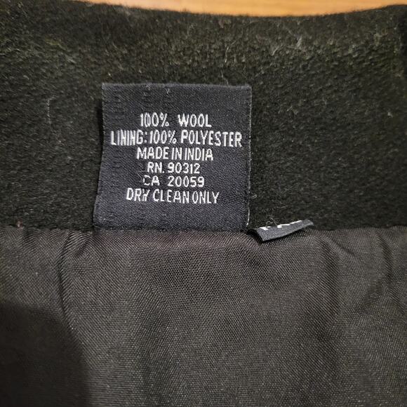 Vintage Fresh Groove Embroidered Floral 100% Wool Jacket Black Womens Petite XL - Picture 5 of 8